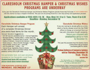 Christmas hamper program back with some changes this year | Claresholm